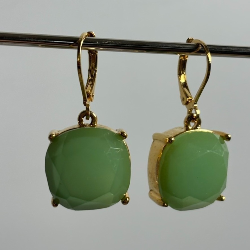 Earring Green Stone Joan Rivers Classic Collection Square Cushion Cut - Picture 4 of 8